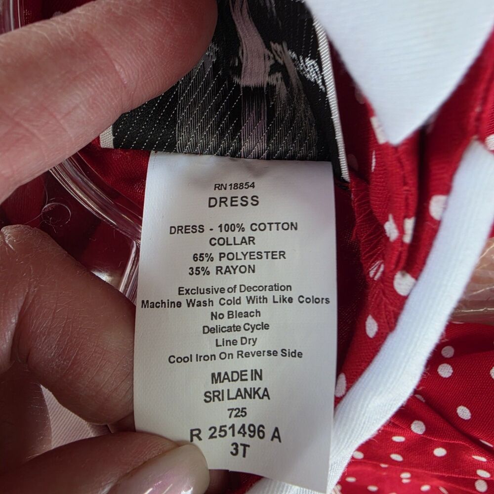 Vintage Rare Editions Polka Dot Dress Size 3T Red With Hat Peter Pan Collar NWT - Picture 3 of 6